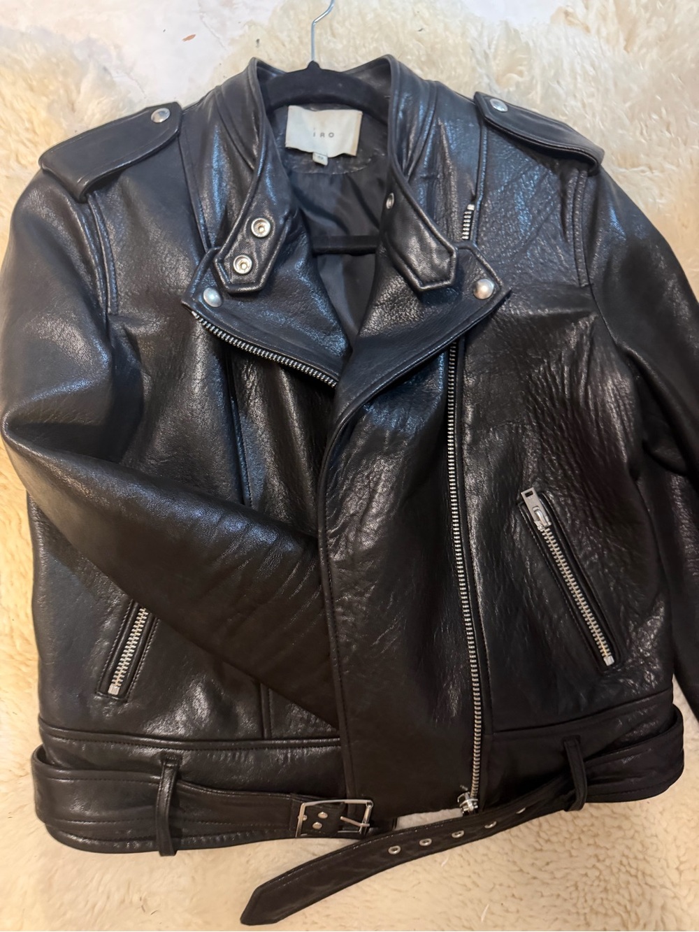 IRO Black Leather Biker Jacket